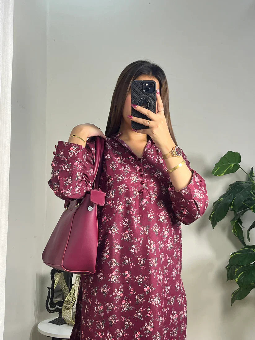 Lishba 2pcs- All over printed Lown Cotton Affordable Dresses