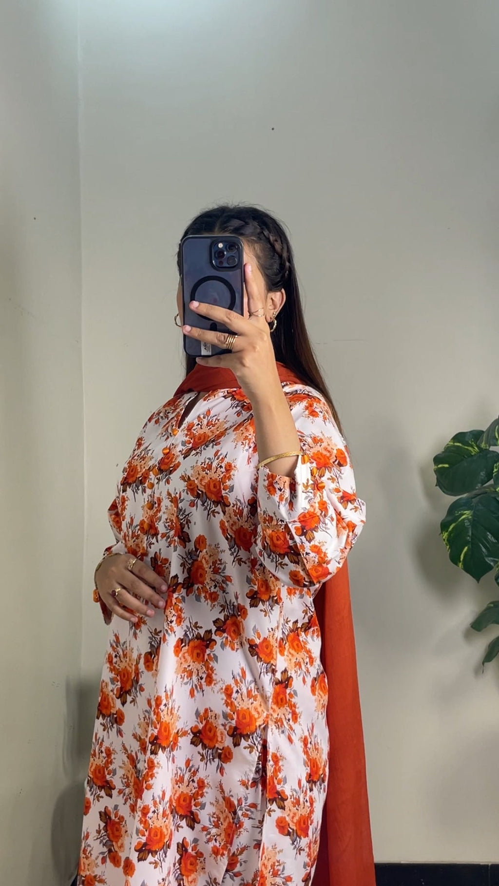 White Bloom 2pcs- All over printed Lown Cotton Affordable Dresses👗