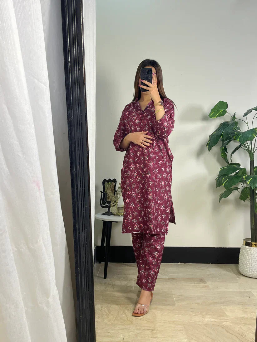 Lishba 2pcs-  All over printed  Lown Cotton Affordable Dresses